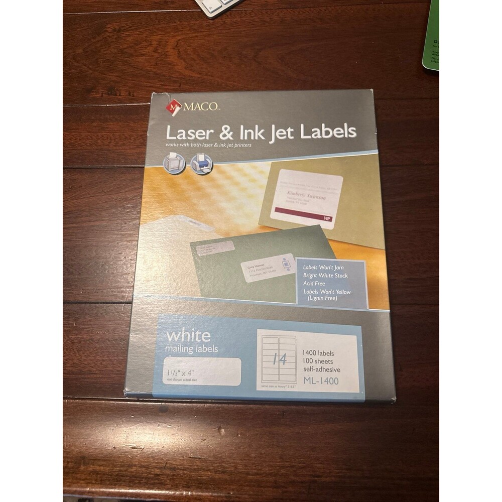 MACO Laser & Ink Jet White Mailing Labels ML-1400